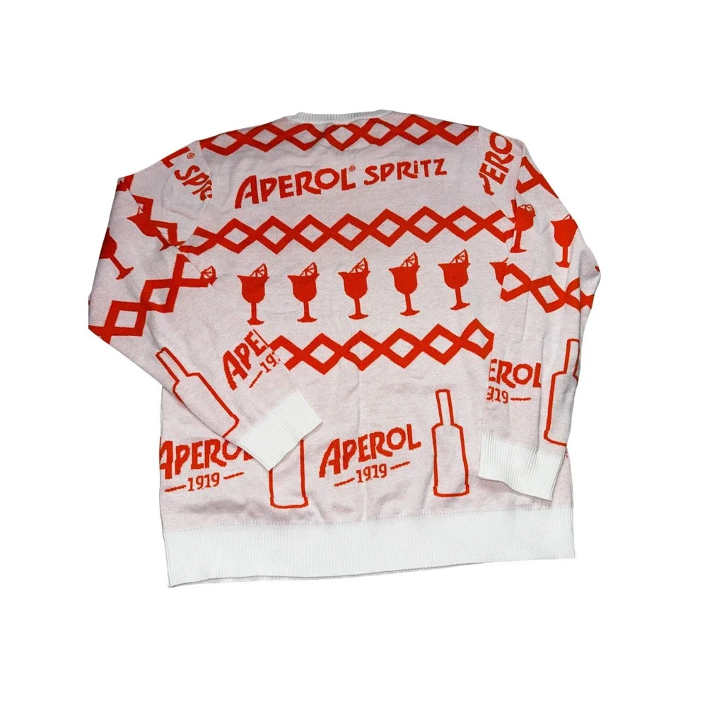 Aperol Spritz Logo Knit Sweater Orange White Alcohol Promo Pullover Womens Large